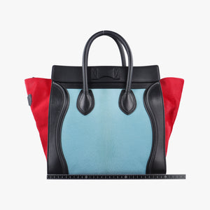 Luggage Mini Shopper Black x Blue x Red Leather x Ponyhair U-GA-0123