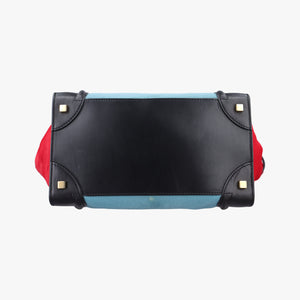 Luggage Mini Shopper Black x Blue x Red Leather x Ponyhair U-GA-0123