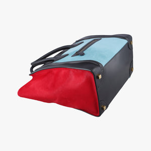 Luggage Mini Shopper Black x Blue x Red Leather x Ponyhair U-GA-0123