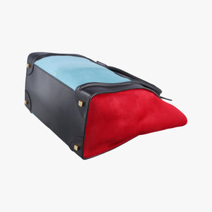 Luggage Mini Shopper Black x Blue x Red Leather x Ponyhair U-GA-0123