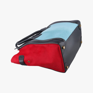 Luggage Mini Shopper Black x Blue x Red Leather x Ponyhair U-GA-0123