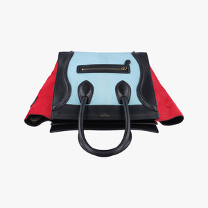 Luggage Mini Shopper Black x Blue x Red Leather x Ponyhair U-GA-0123