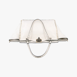 Pre-owned Valentino Rockstuds White Leather shoulderbag | stylenewstar