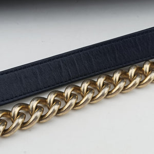 Vintage Chanel BOY CHANEL Navy Leather A90183 shoulderbag | stylenewstar