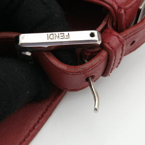 Pre-owned Fendi BAGUETTE Burgundy Leather x snakeskin 8BR600 shoulderbag | stylenewstar