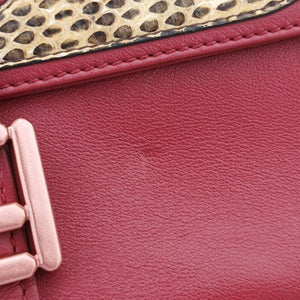 Pre-owned Fendi BAGUETTE Burgundy Leather x snakeskin 8BR600 shoulderbag | stylenewstar