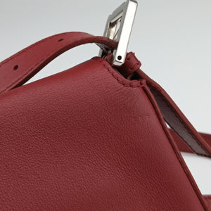 Pre-owned Fendi BAGUETTE Burgundy Leather x snakeskin 8BR600 shoulderbag | stylenewstar