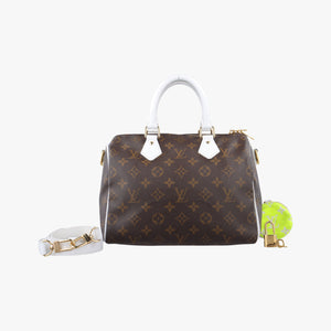 Pre-owned Louis Vuitton Speedy Bandoulière 25 brown×white Monogram Canvas×calf leather M20754 shoulderbag | stylenewstar
