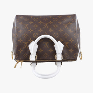 Pre-owned Louis Vuitton Speedy Bandoulière 25 brown×white Monogram Canvas×calf leather M20754 shoulderbag | stylenewstar