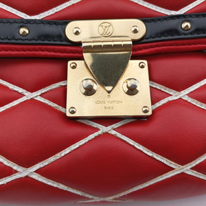 Pre-owned Louis Vuitton Pochette Flap Malletage Red × Black Leather shoulderbag | stylenewstar