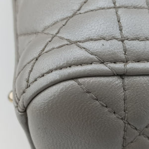 Pre-owned Christian Dior Lady Dior Silver lambskin shoulderbag | stylenewstar