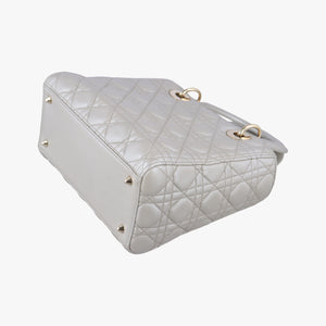 Pre-owned Christian Dior Lady Dior Silver lambskin shoulderbag | stylenewstar
