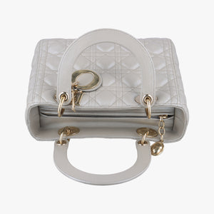 Pre-owned Christian Dior Lady Dior Silver lambskin shoulderbag | stylenewstar