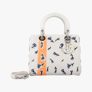 Vintage Christian Dior Lady Dior Flower Medium White×Multicolour leather shoulderbag | stylenewstar