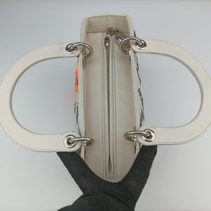 Vintage Christian Dior Lady Dior Flower Medium White×Multicolour leather shoulderbag | stylenewstar