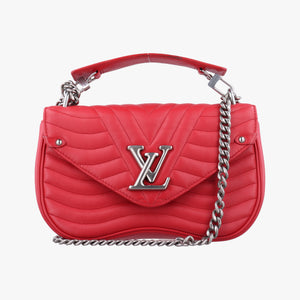 Pre-owned Louis Vuitton NEW WAVE Chain MM Ecarlate Leather M51943 shoulderbag | stylenewstar