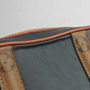 Pre-owned Louis Vuitton Valisette PM Brown × Navy Leather × Monogram Reverse M53782 shoulderbag | stylenewstar