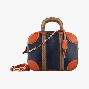 Pre-owned Louis Vuitton Valisette PM Brown × Navy Leather × Monogram Reverse M53782 shoulderbag | stylenewstar