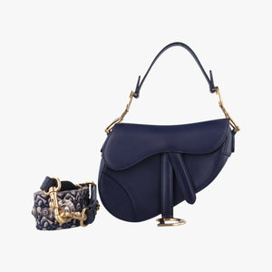 Vintage Christian Dior Saddle Bag Navy Leather shoulderbag | stylenewstar