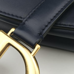 Vintage Christian Dior Saddle Bag Navy Leather shoulderbag | stylenewstar