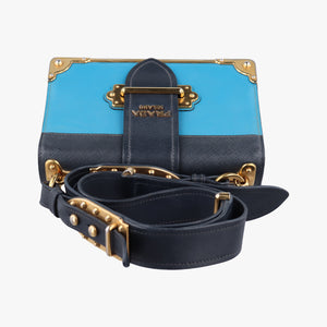 Vintage Prada Cahier Blue×black Leather 1BD045 shoulderbag | stylenewstar