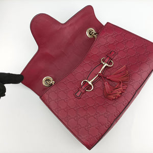 Pre-owned Gucci Emily Red Leather 295402 shoulderbag | stylenewstar