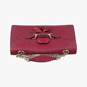 Pre-owned Gucci Emily Red Leather 295402 shoulderbag | stylenewstar