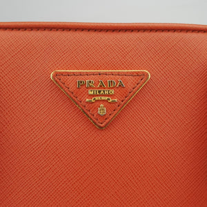 Pre-owned Prada Promenade Orange SAFFIANO Leather BN2567 shoulderbag | stylenewstar
