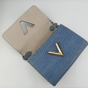 Pre-owned Louis Vuitton Portefeuille Twist Denim blue Epi M61036 shoulderbag | stylenewstar
