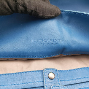 Pre-owned Bottega Veneta Intrecciato Blue lambskin shoulderbag | stylenewstar