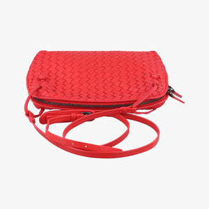 Pre-owned Bottega Veneta NODINI Intrecciato Red lambskin shoulderbag | stylenewstar