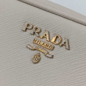 Pre-owned Prada VITELLO PHENIX camera bag White SAFFIANO Leather 1N1674 shoulderbag | stylenewstar