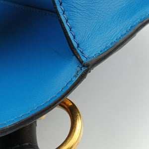 Pre-owned Prada Cahier Blue×Black Leather 1BD045 shoulderbag | stylenewstar