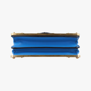 Pre-owned Prada Cahier Blue×Black Leather 1BD045 shoulderbag | stylenewstar