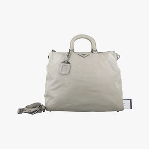 Pre-owned Prada 三角ロゴ Grey Nappa Leather shoulderbag | stylenewstar