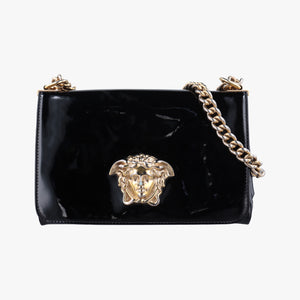 Pre-owned VERSACE La Medusa Black Patent×leather shoulderbag | stylenewstar