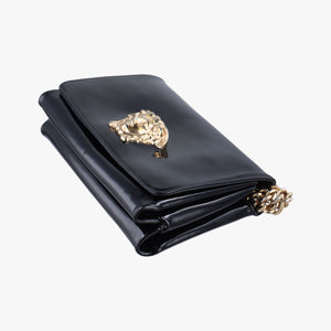 Pre-owned VERSACE La Medusa Black Patent×leather shoulderbag | stylenewstar