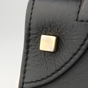 Pre-owned Celine Luggage Mini Shopper Black × White × Yellow Leather handbag | stylenewstar