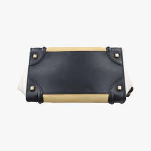 Pre-owned Celine Luggage Mini Shopper Black × White × Yellow Leather handbag | stylenewstar