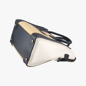 Pre-owned Celine Luggage Mini Shopper Black × White × Yellow Leather handbag | stylenewstar