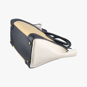 Pre-owned Celine Luggage Mini Shopper Black × White × Yellow Leather handbag | stylenewstar