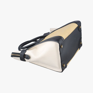 Pre-owned Celine Luggage Mini Shopper Black × White × Yellow Leather handbag | stylenewstar