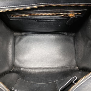 Pre-owned Celine Luggage Mini Shopper Black × White × Yellow Leather handbag | stylenewstar