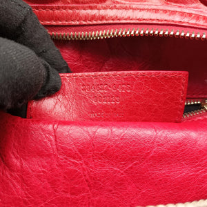 Pre-owned Balenciaga Perforated Polka Dots Kraft Red lambskin shoulderbag | stylenewstar