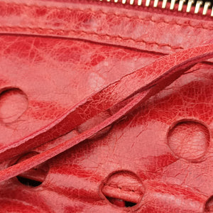 Pre-owned Balenciaga Perforated Polka Dots Kraft Red lambskin shoulderbag | stylenewstar