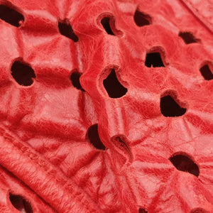 Pre-owned Balenciaga Perforated Polka Dots Kraft Red lambskin shoulderbag | stylenewstar