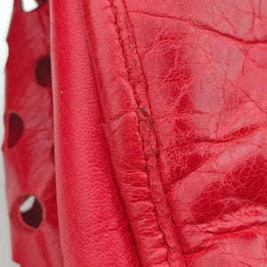 Pre-owned Balenciaga Perforated Polka Dots Kraft Red lambskin shoulderbag | stylenewstar