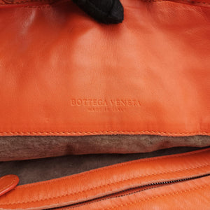 Pre-owned Bottega Veneta Intrecciato Hobo Orange lambskin shoulderbag | stylenewstar