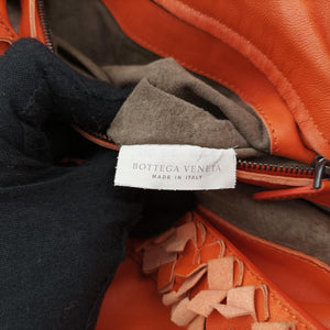 Pre-owned Bottega Veneta Intrecciato Hobo Orange lambskin shoulderbag | stylenewstar