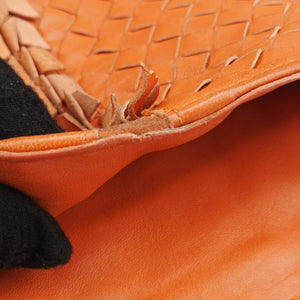 Pre-owned Bottega Veneta Intrecciato Hobo Orange lambskin shoulderbag | stylenewstar